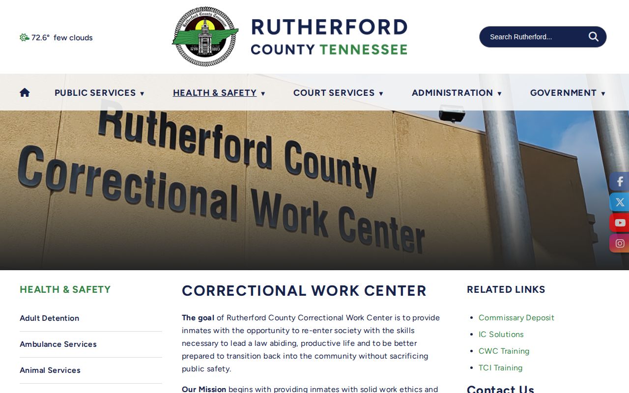 Rutherford County Correctional Work Center discharge and work-release information